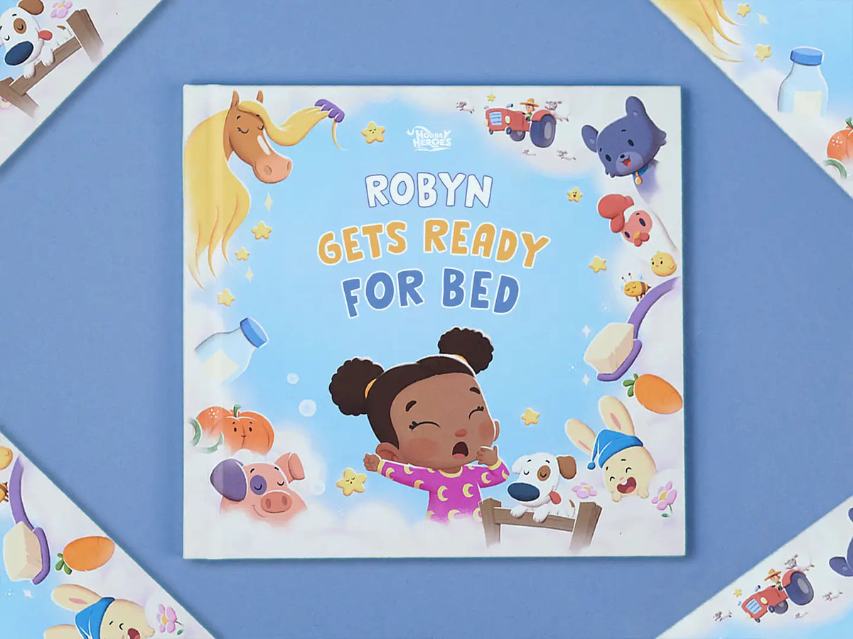 Hooray Heroes' new personalized baby book features illustrations about nighttime routines for toddlers.