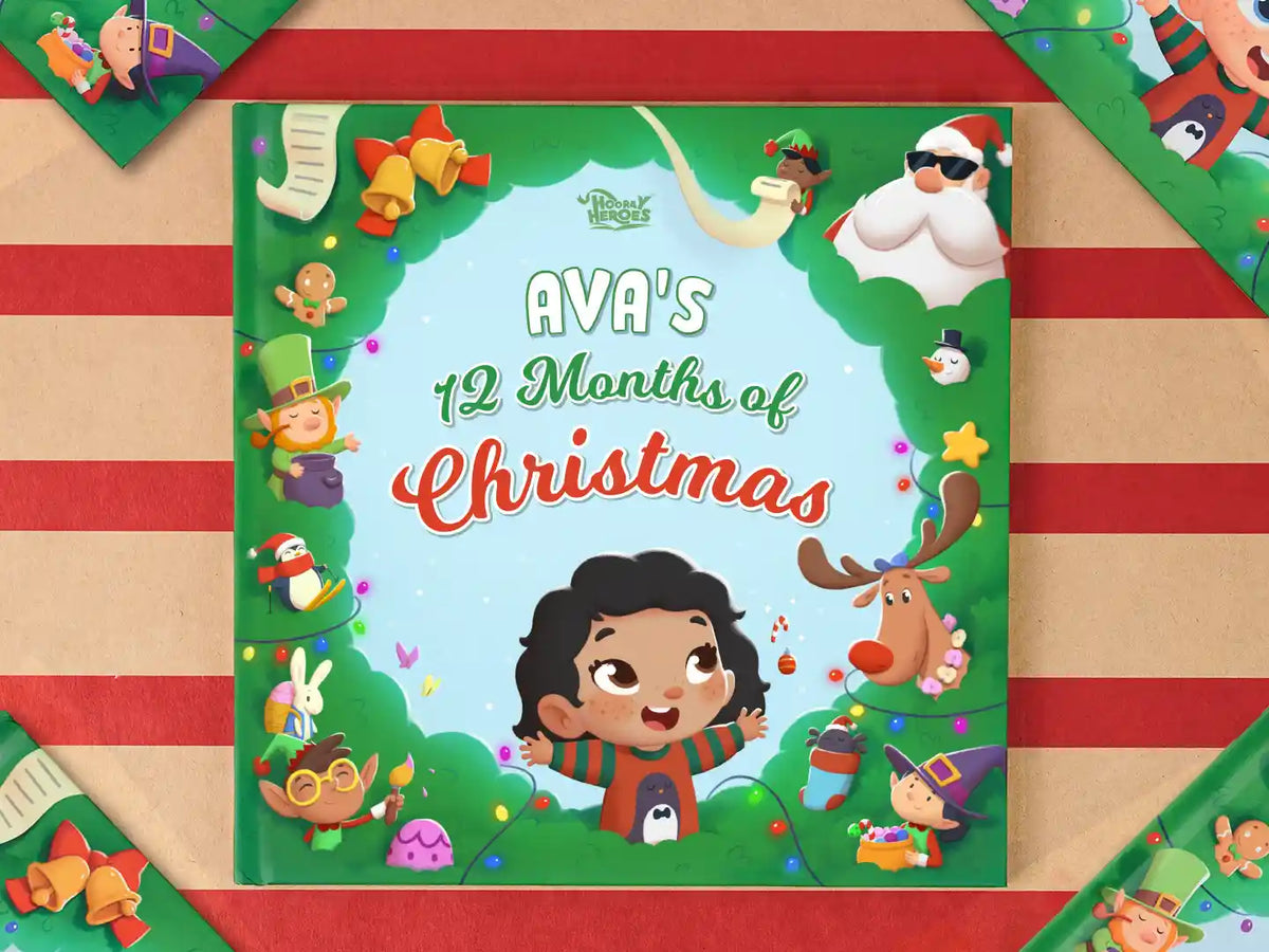 The cover of a Christmas personalized book for smaller kids.