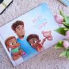 Personalized book for dad and two kids on the carpet is a great gift for father.