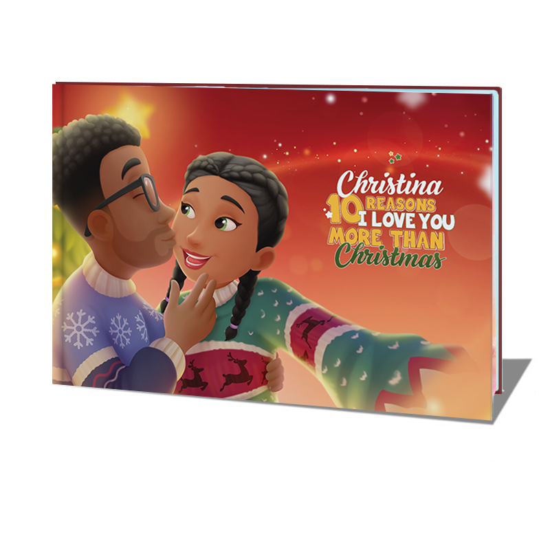 best christmas gift for girlfriend or wife - a xmas themed custom love story book for couples